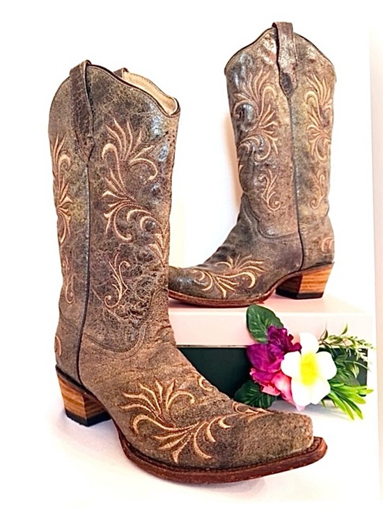 Circle G Shoes - CIRCLE G ~ Filigree Leather Western Boots Handcrafted in Mexico size 11